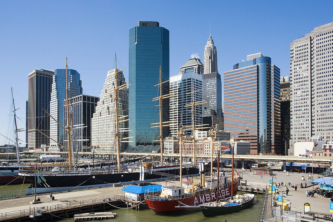 Downtown Manhattan. South Street Seaport. Pier 17. New York City. March 2006. USA.