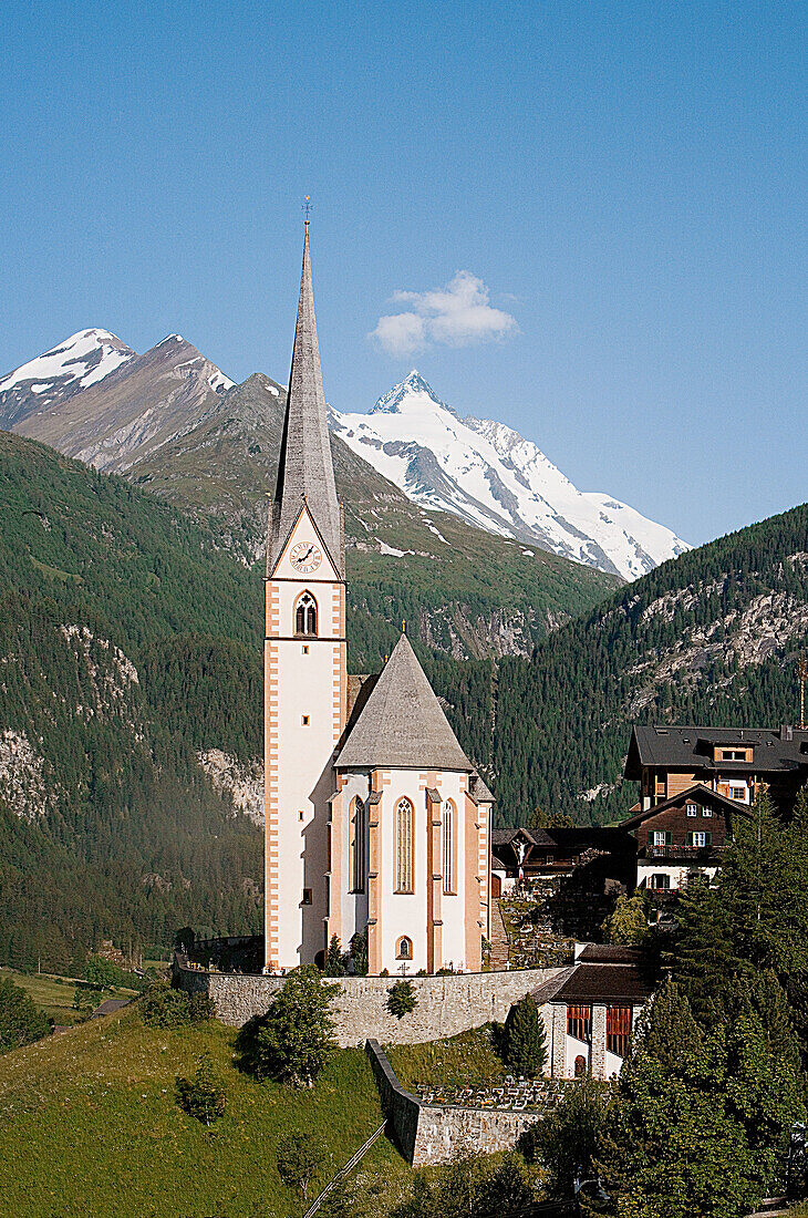 Heiligenblut with Glossglockner Mountain, Kärnten, Austria.