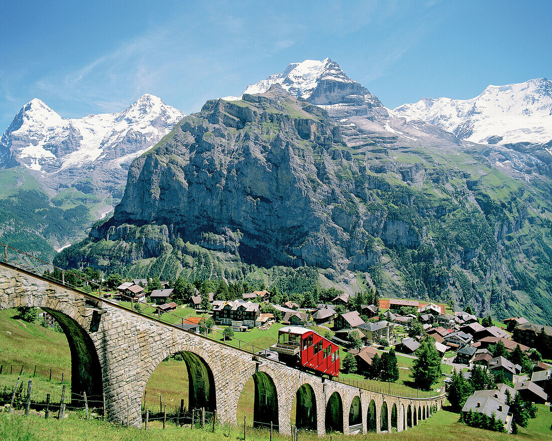 Jungfrau Mountain. Murren City. Lauterbrunen Valley. Near Interlaken City. Switzerland.