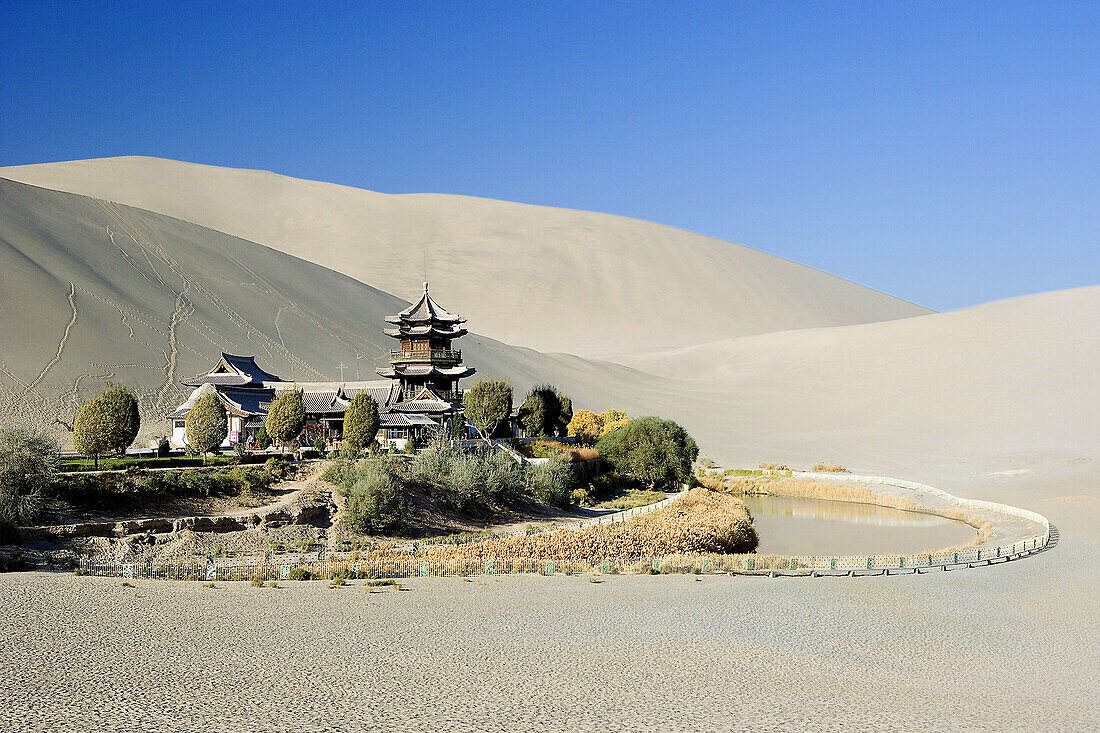 The Moon Lake. Dunhuang City. Gobi Desert. Gansu Province. The Silk Road. China. Nov. 2006