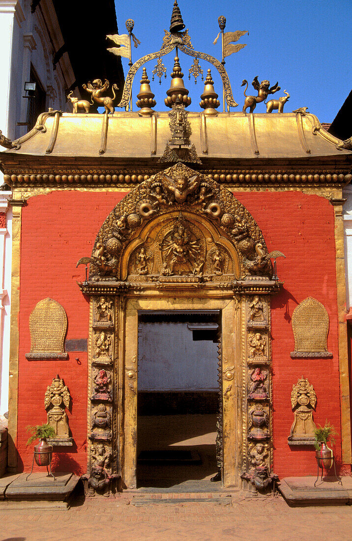 Golden Gate entrance to 17th.century 55 window palace built by King Bhupatindra Malla, Durbar Square, Bhaktapur, Katmandu Valley, Nepal