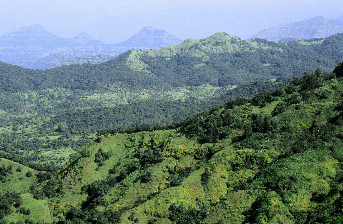 View of Satpuda mountain range. Mahabaleshwar, Maharashtra. India