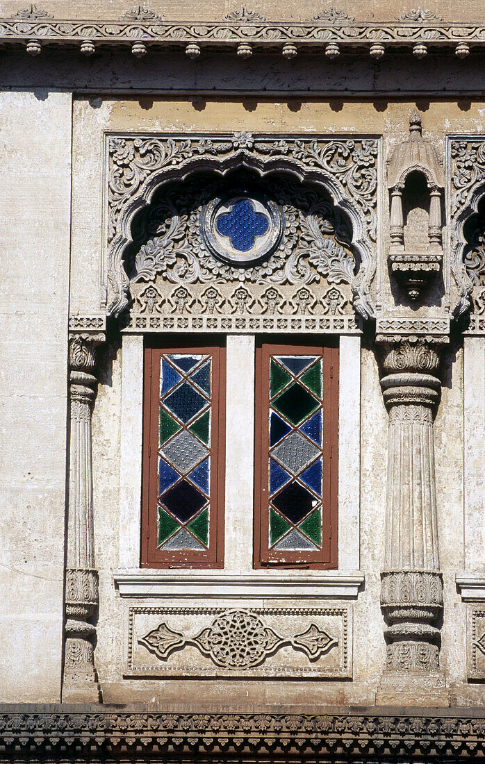 Richly decorated window of Shinde s Chattri, Pune. Maharashtra, India