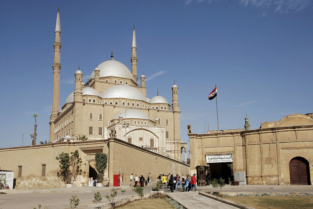 Mohammed Ali mosque (Alabaster mosque) on top of the citadel in Cairo. A landmark. Egypt