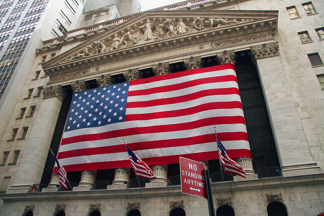 Wall Street on Lower Manhattan in New York. USA.