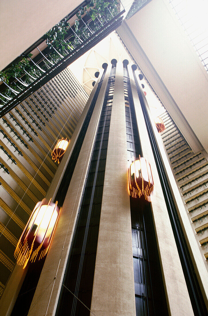 Elevators at Marriott Hotel. Manhattan. New York City. USA