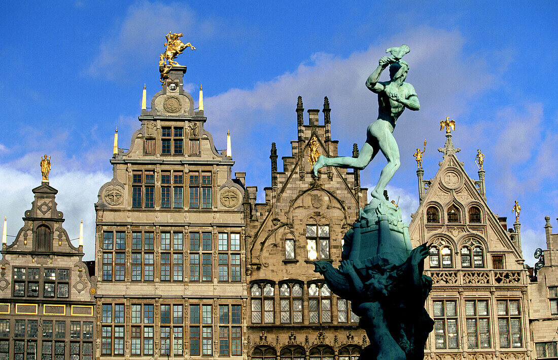 The Brabo Fontein (fountain) at Grote Markt. Antwerp. Belgium