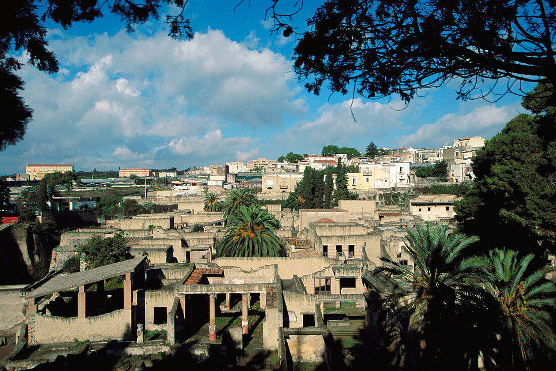 Roman town and modern town. Herculaneum. Italy