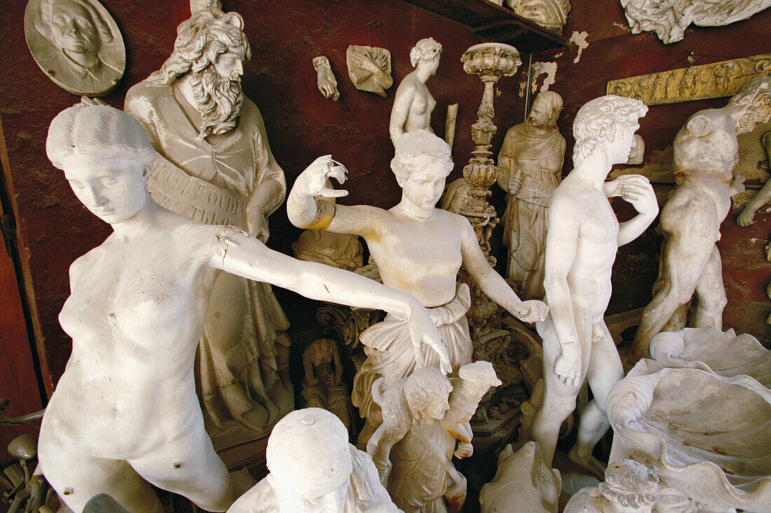 Sculptures in marble atelier. Pietrasanta. Italy