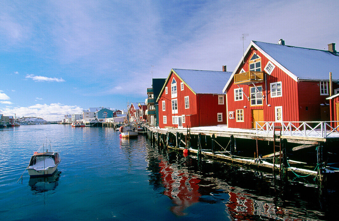 Town and port of Henningsvaer in Lofoten Islands. Norway