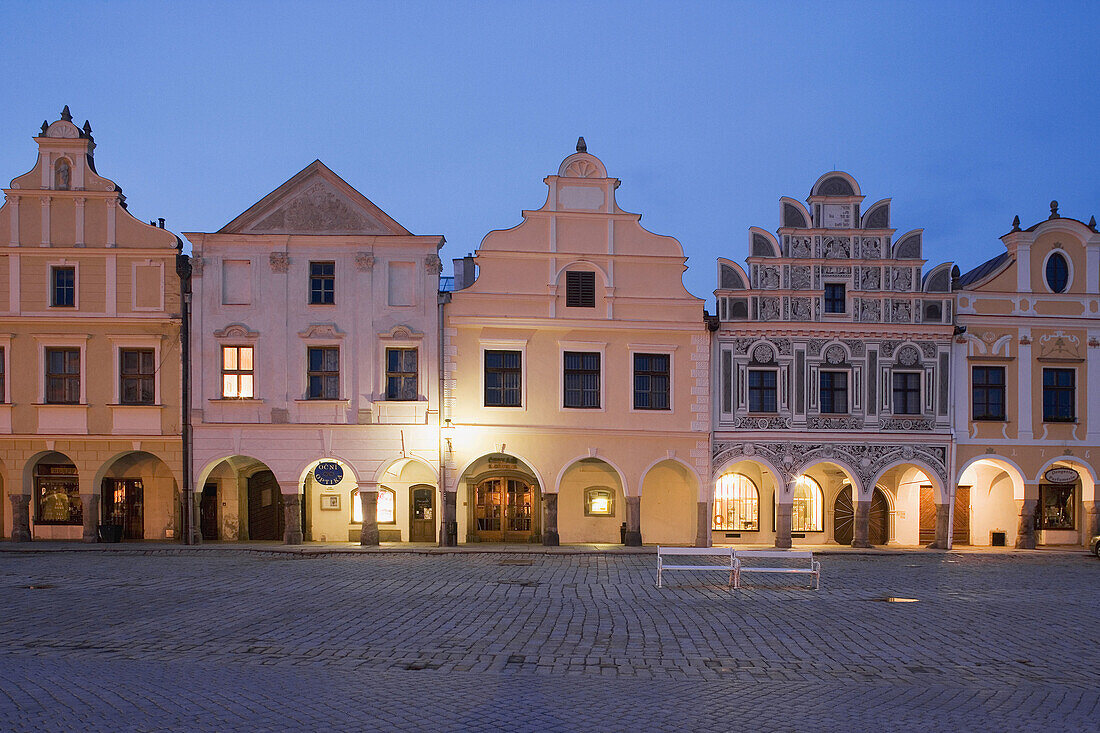 Houses in Zachariás of Hradec Square, Telc. Moravia, Czech Republic