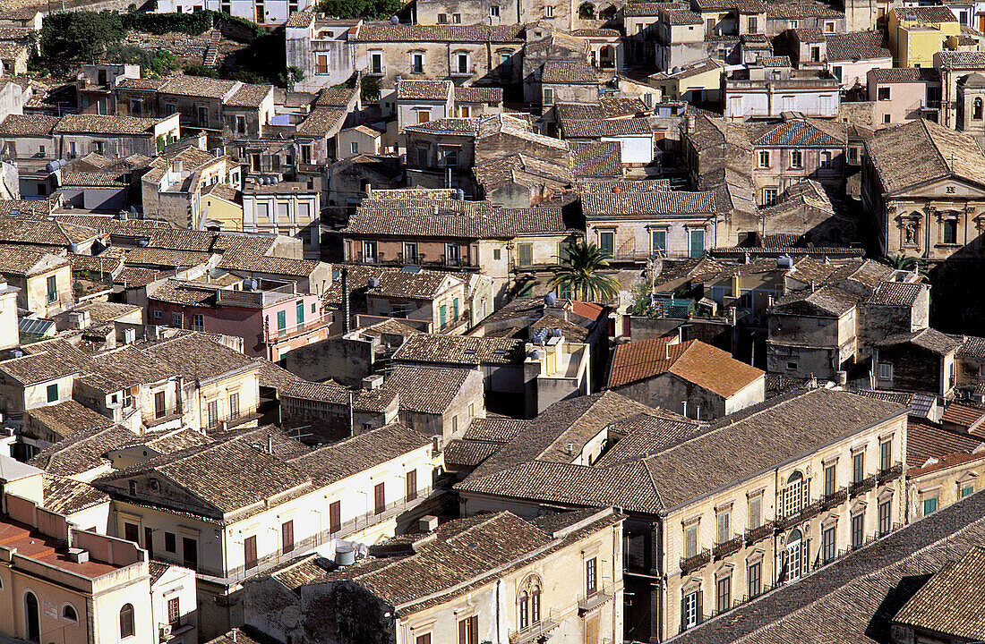 View of the town (Unesco World Heritage). Modica. Sicily. Italy.