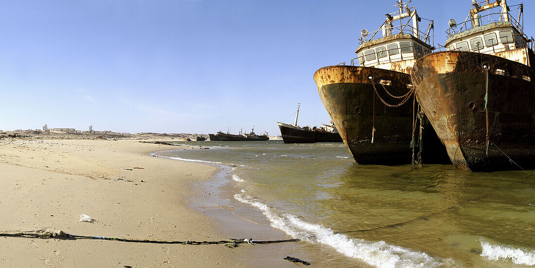 The ship cemetery in the bay. Nouadhibou. Mauritania.
