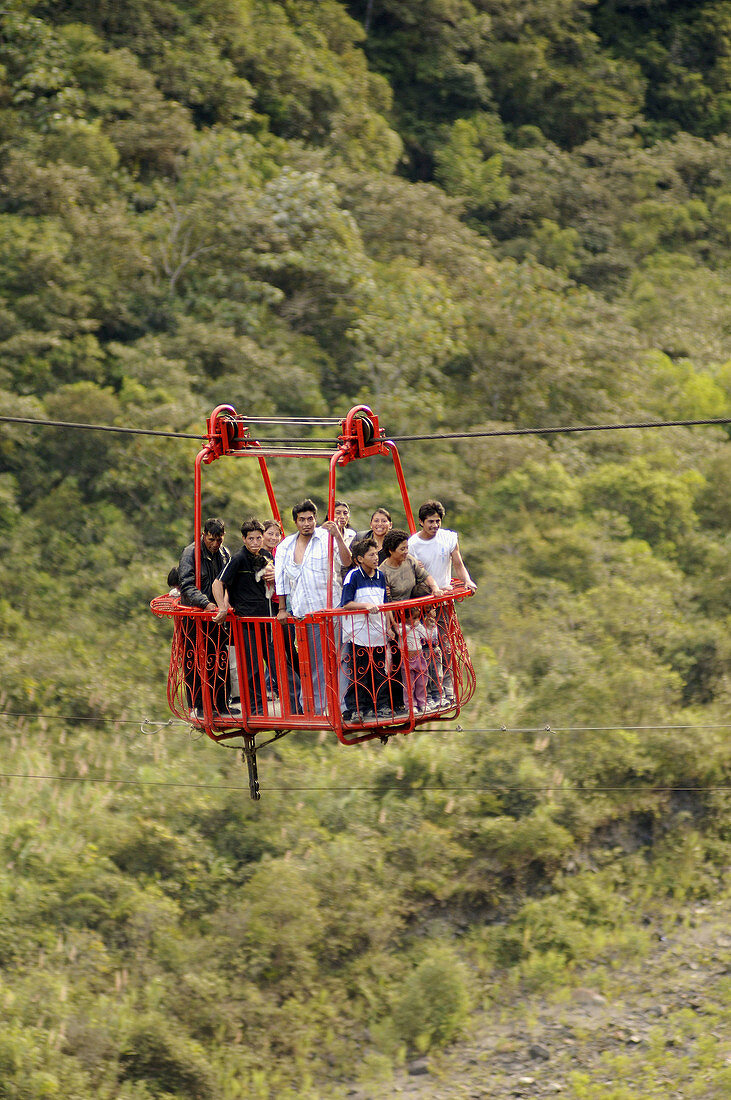 Canopy on Pastaza river near Baños. Ecuador.