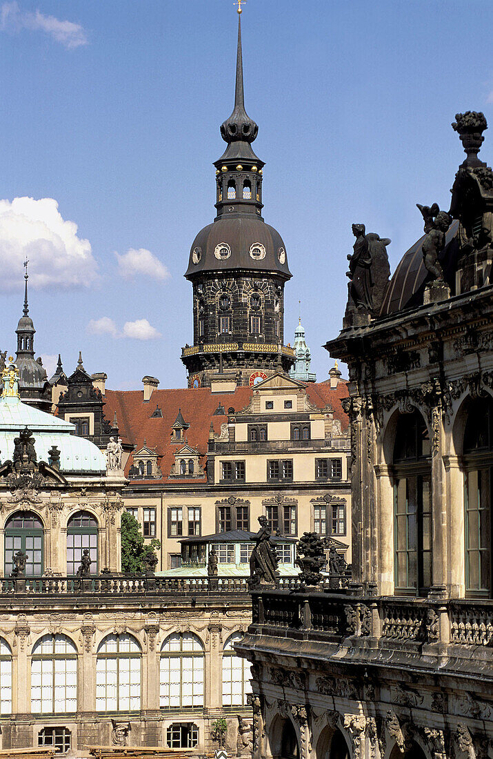 View of Hausmannturm from Zwinger. Dresden. Sachsen. Germany.