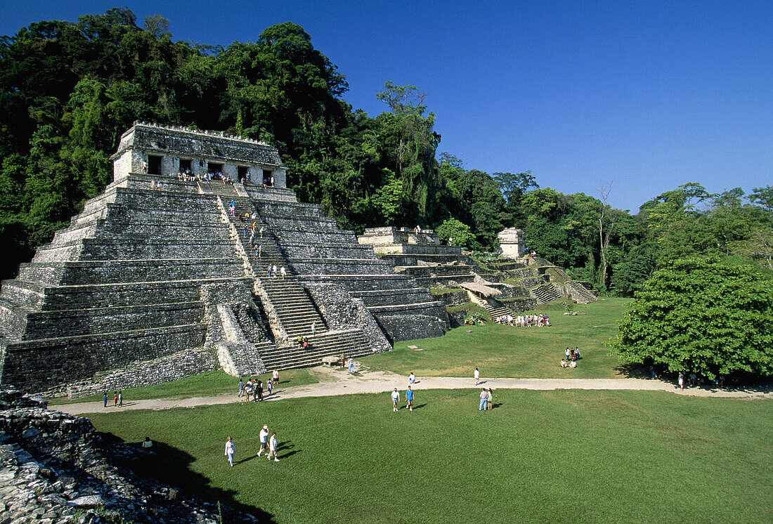 View of the Inscriptions Temple (UNESCO World Heritage). Palenque. Chiapas. Mexico.