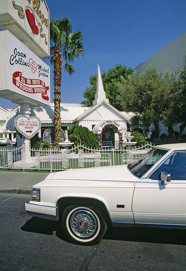 A limousine near the Little White Chapel. Las Vegas. USA