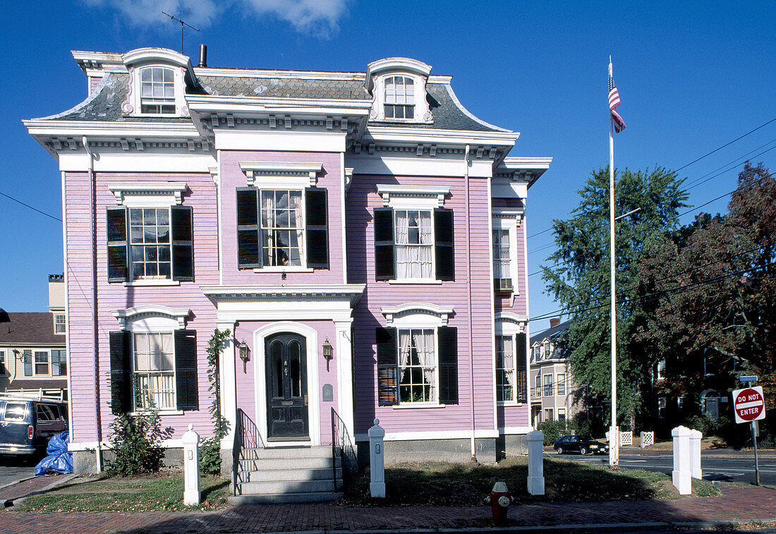 Market Square District, a typical house of High Street. Newburyport. Massachusetts. USA.