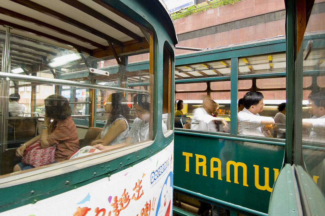 Tram at Causeway bay. Hong Kong, China.