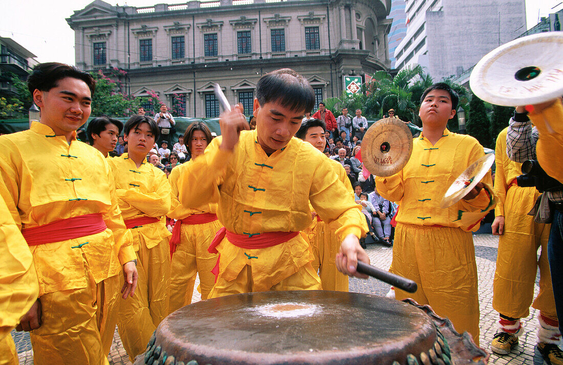 Drums for Chinese new year festivities. Macau. China