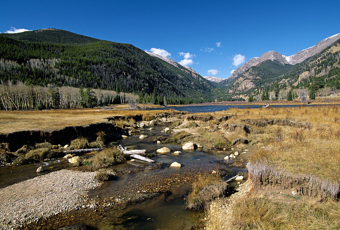 Rocky Mountain National Park. Stream and lake