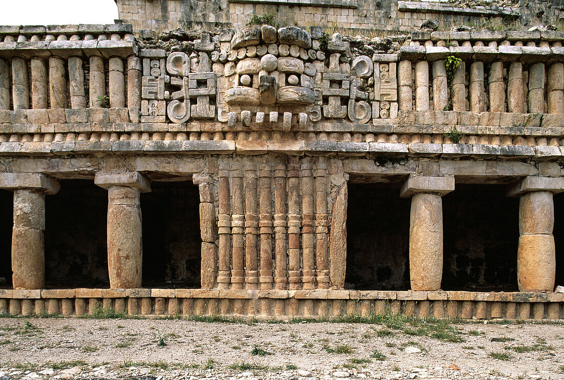 Puuc Road. Architraves of the Palace with a Chac Mask. Sayil. Yucatan. Mexico.