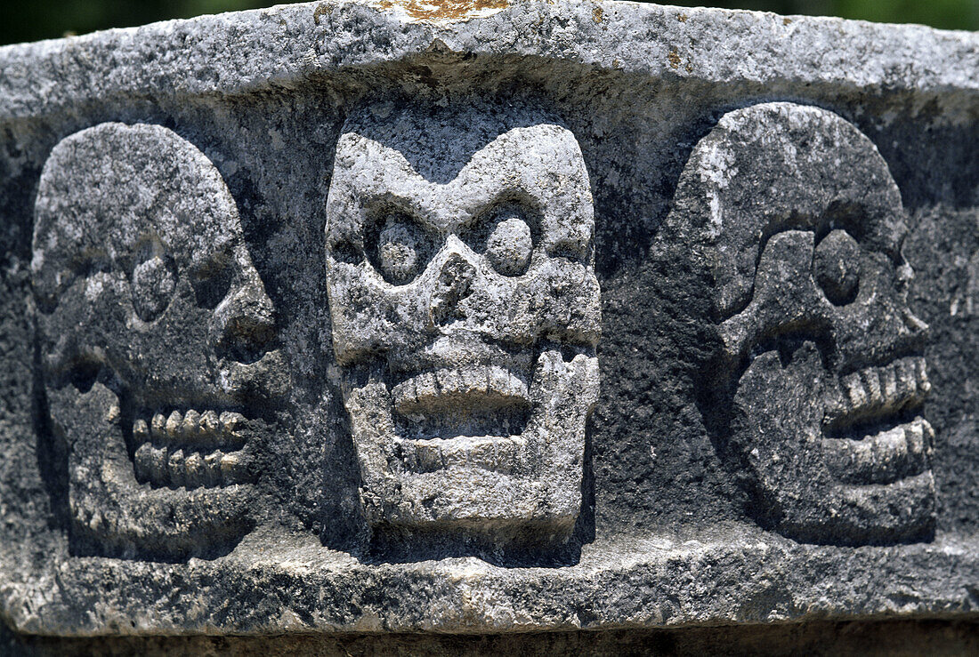 Particular of the Tzompantli (Skulls Temple) (UNESCO World Heritage). Chichen Itza. Yucatan. Mexico.