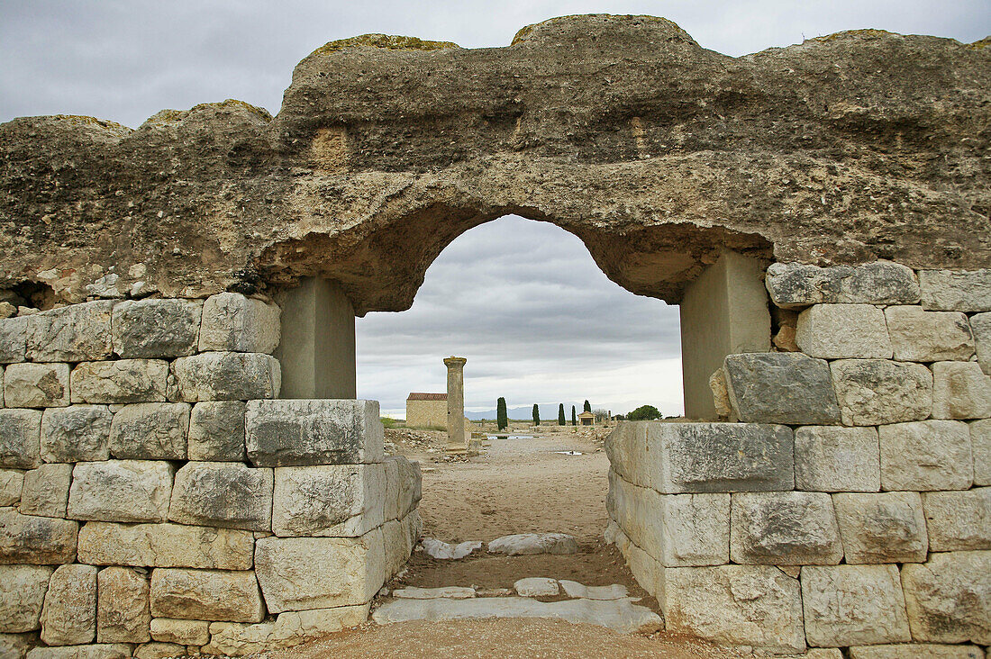 Main Gate at the City Walls (1st Century B.C.). Roman ruins of Ampurias. Girona province. Spain