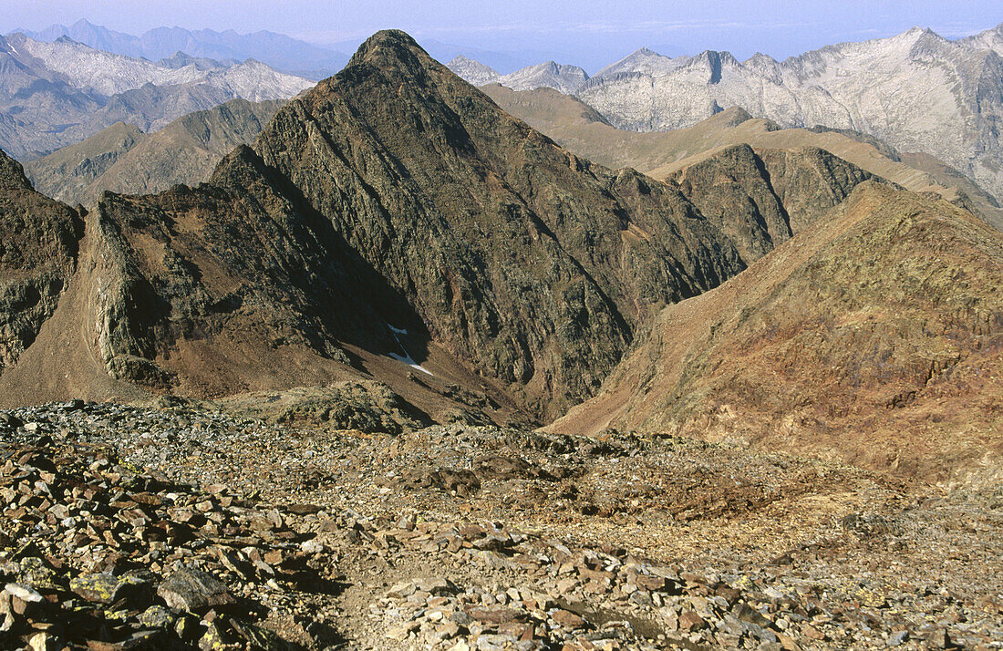 Guins de l Ase peak in Pica d Estats. Pyrenees Mountains. Spain