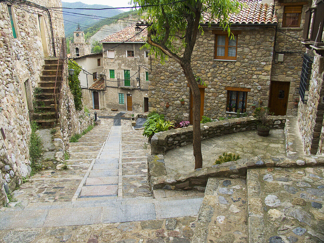 Bagá. Berguedá region. Barcelona Province. Catalunya. Spain. Path of the Good Men (Camí dels Bons Homes). Route of the Cathars. Mountain-bike. BTT. GR 107.