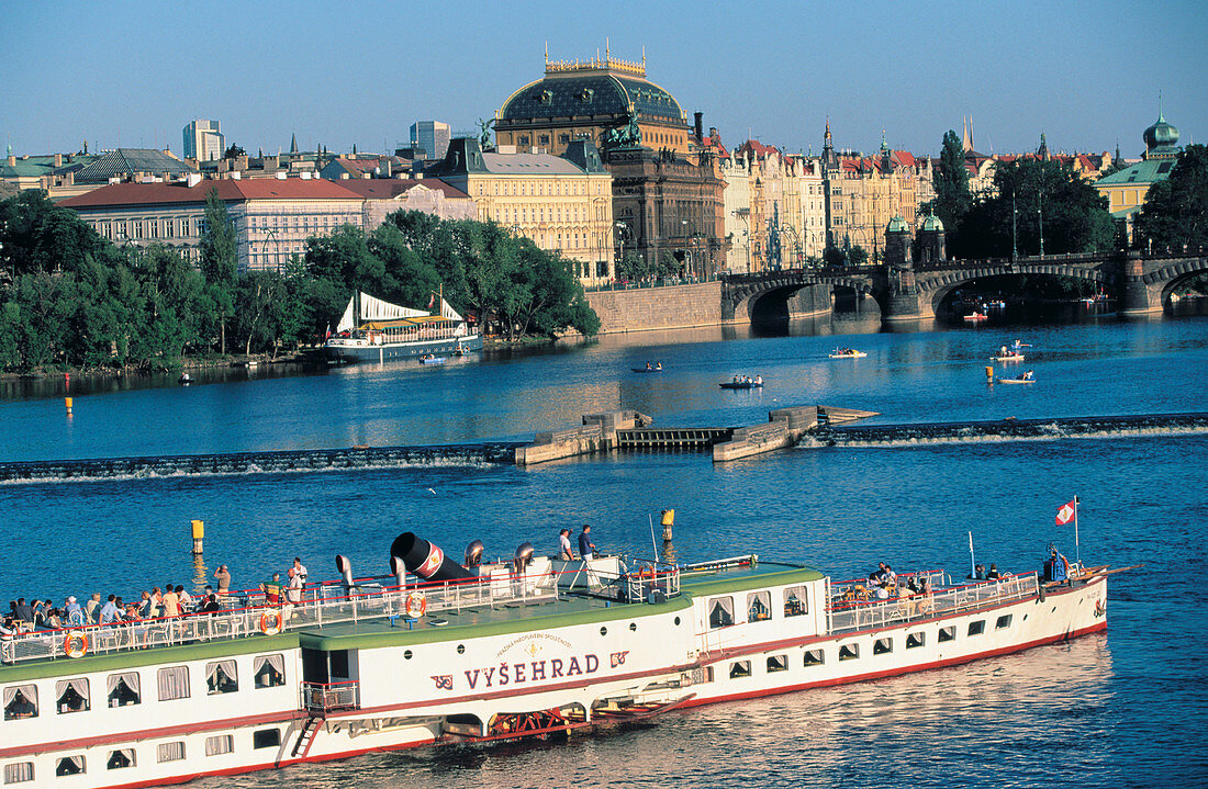 Vltava River and Legil Bridge. Prague. Czech Republic