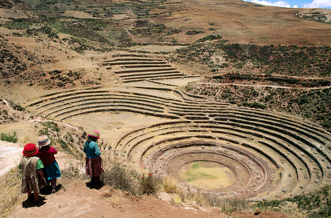 Inca period. Concentric terraces. Moray. Urubamba valley. Peru.