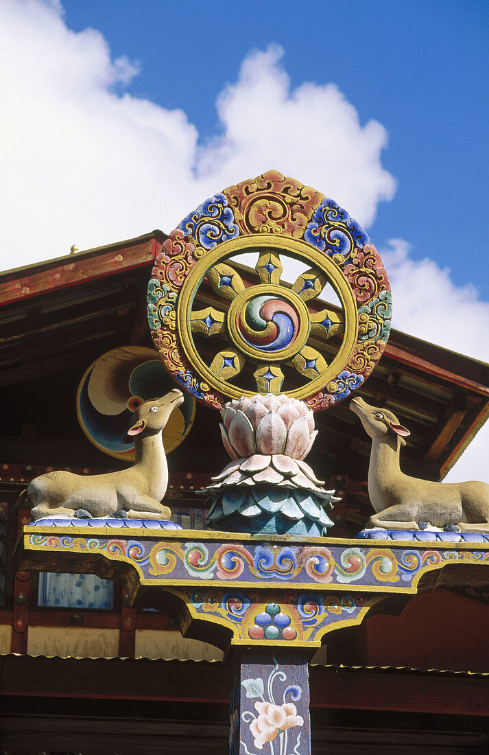 Wheel of Life, Buddhist symbol. Bhutan.