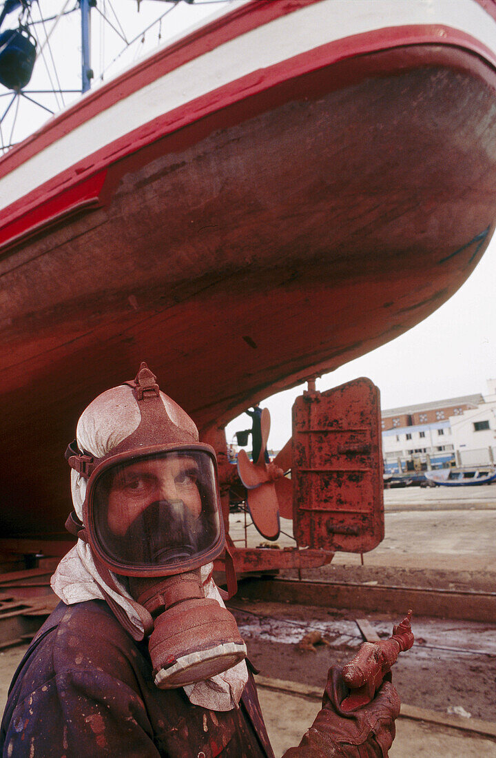 Repairing boat. Santander. Cantabria. Spain.