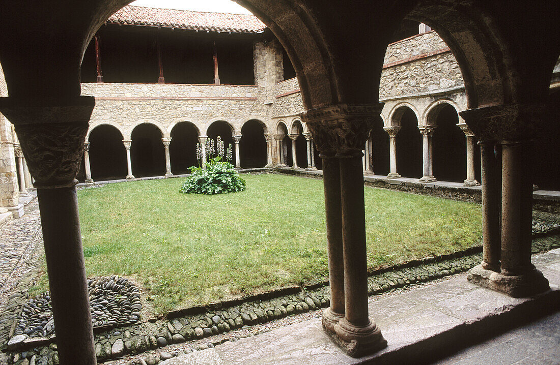 Romanesque cloister of the cathedral. Saint-Lizier. Ariège. France.