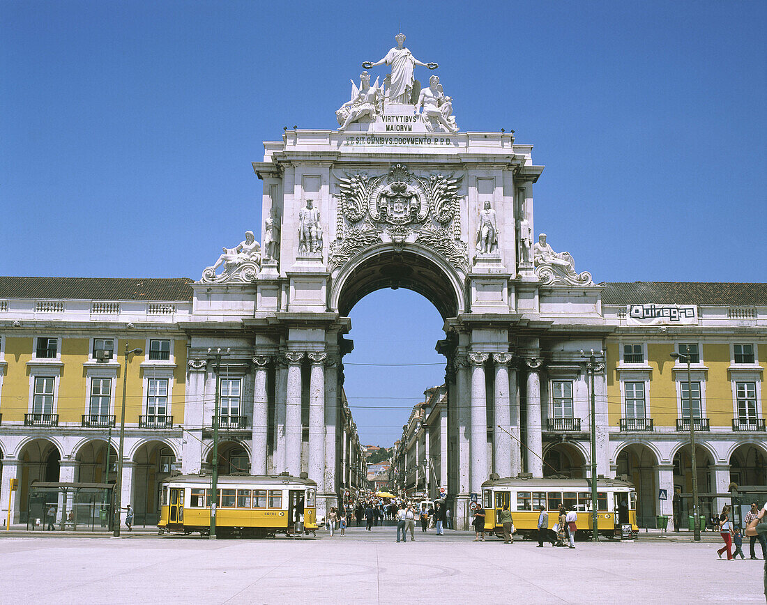 Rua Augusta Arch, triumphal arch at Praça do Comércio. Lisbon. Portugal