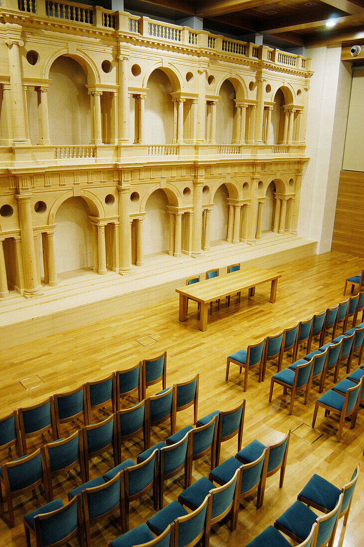 Aldo Rossi auditorium in the rebuilt La Fenice theatre. Venice, Italy