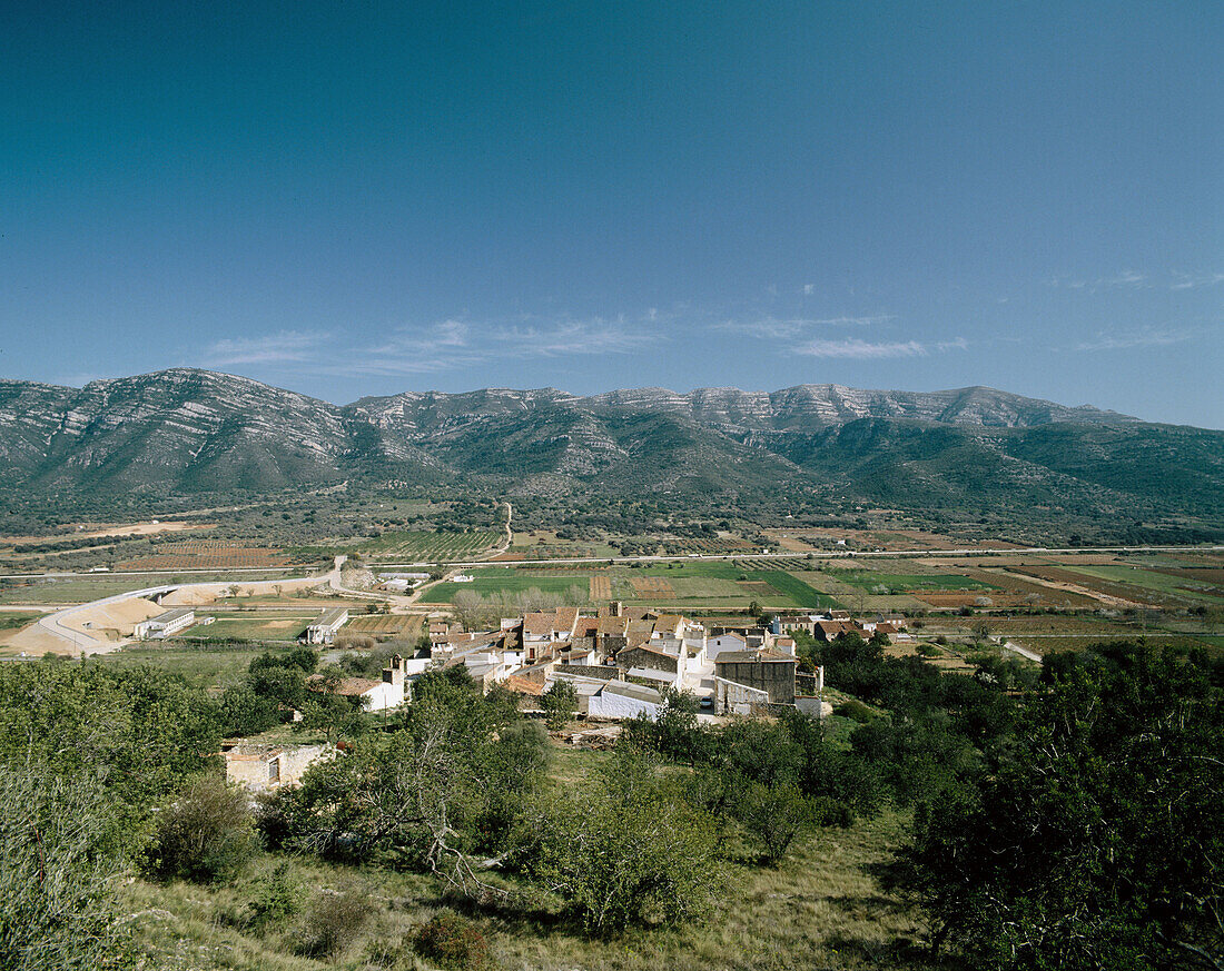 Les Ventalles. Montsià sierra at the back. Ulldecona. Montsià. Tarragona province. Catalonia. Spain.