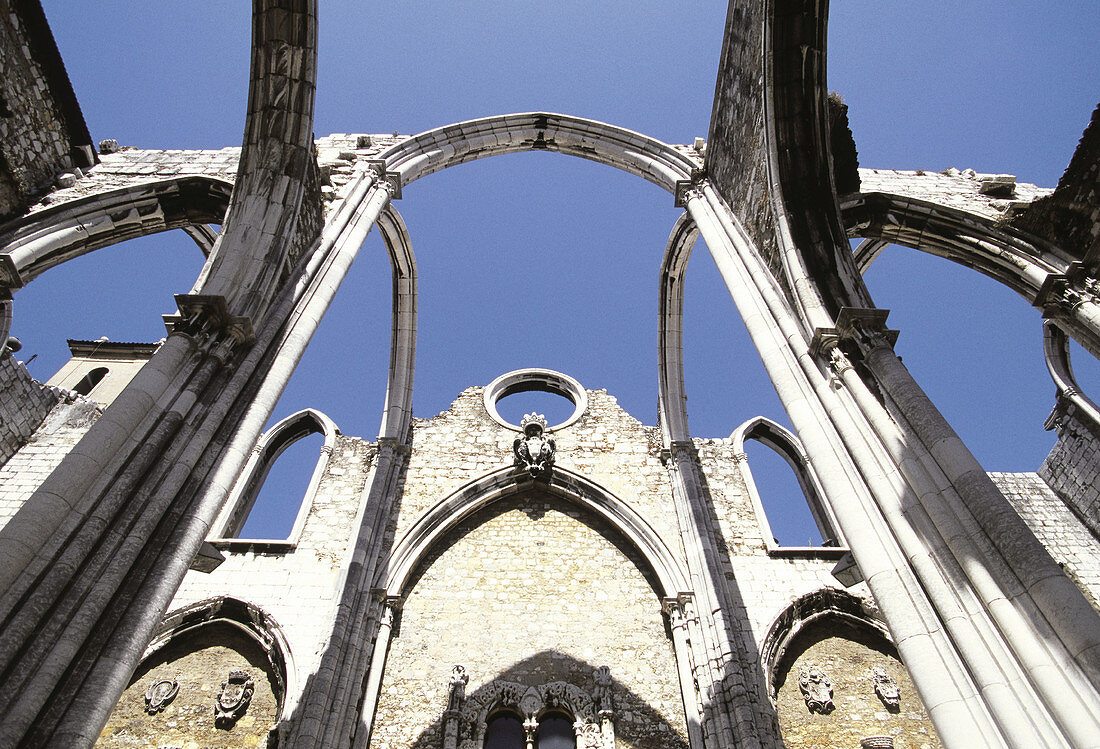 Ruins of church at Bairro Alto ( upper district ). Lisbon. Portugal
