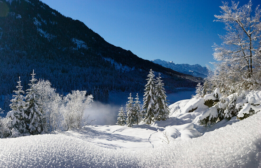 Winterscenery in the bavarian Alps, Upper Bavaria, Germany