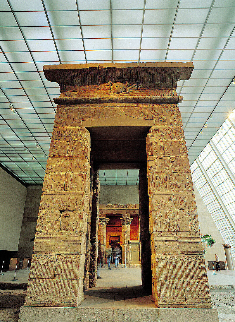 Temple of Dendur in the Metropolitan Museum of Art. New York City. USA