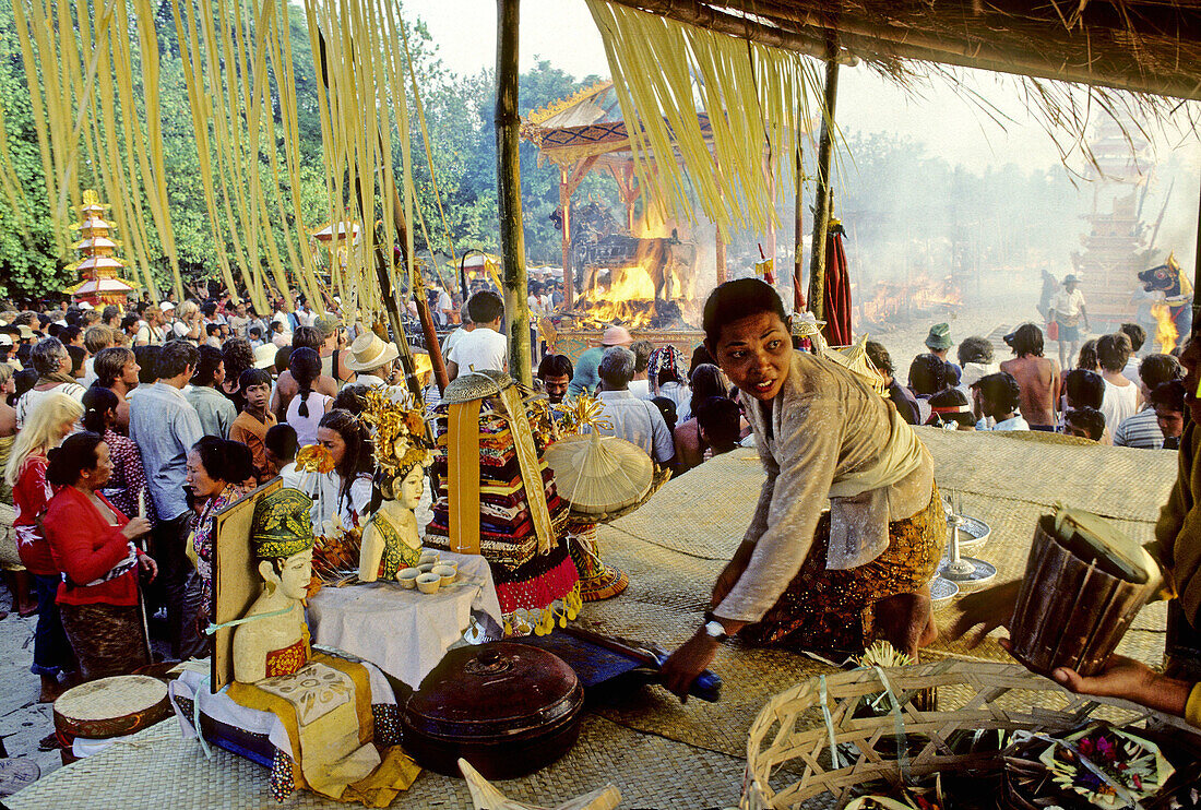 Princely cremation of a Brahmane on Kuta Beach. Bali island. Indonesia