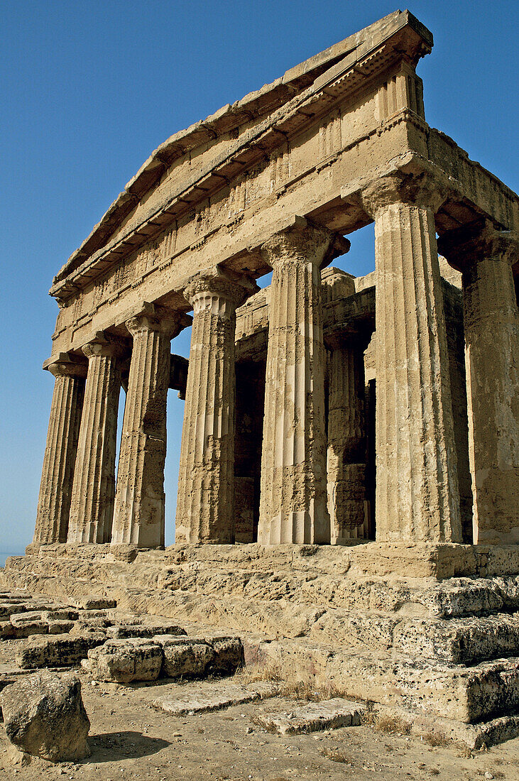 Temple of Concorde built 5th century AD in classical doric style, considered as the greek temple in best condition in the world. Agrigente. Sicily. Italy.