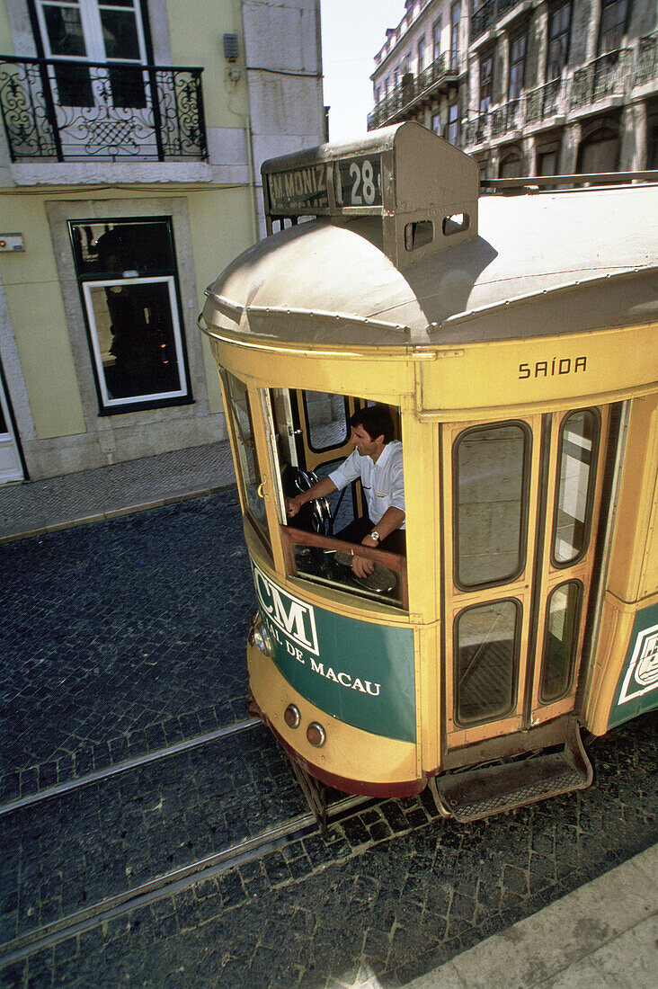 Tram ( electrico ) in the Bairro Alto. Lisbon. Portugal