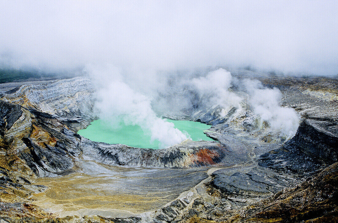 Crater lake, Poás Volcano. Volcán Poás National Park, Costa Rica