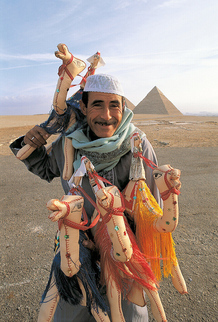 Man selling camel toys. Gizeh. Egypt