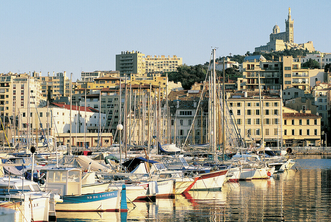 Vieux-port and boats at quay. Marseille. France