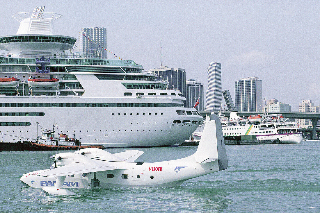 Harbour and seaplane. Miami. Florida. USA