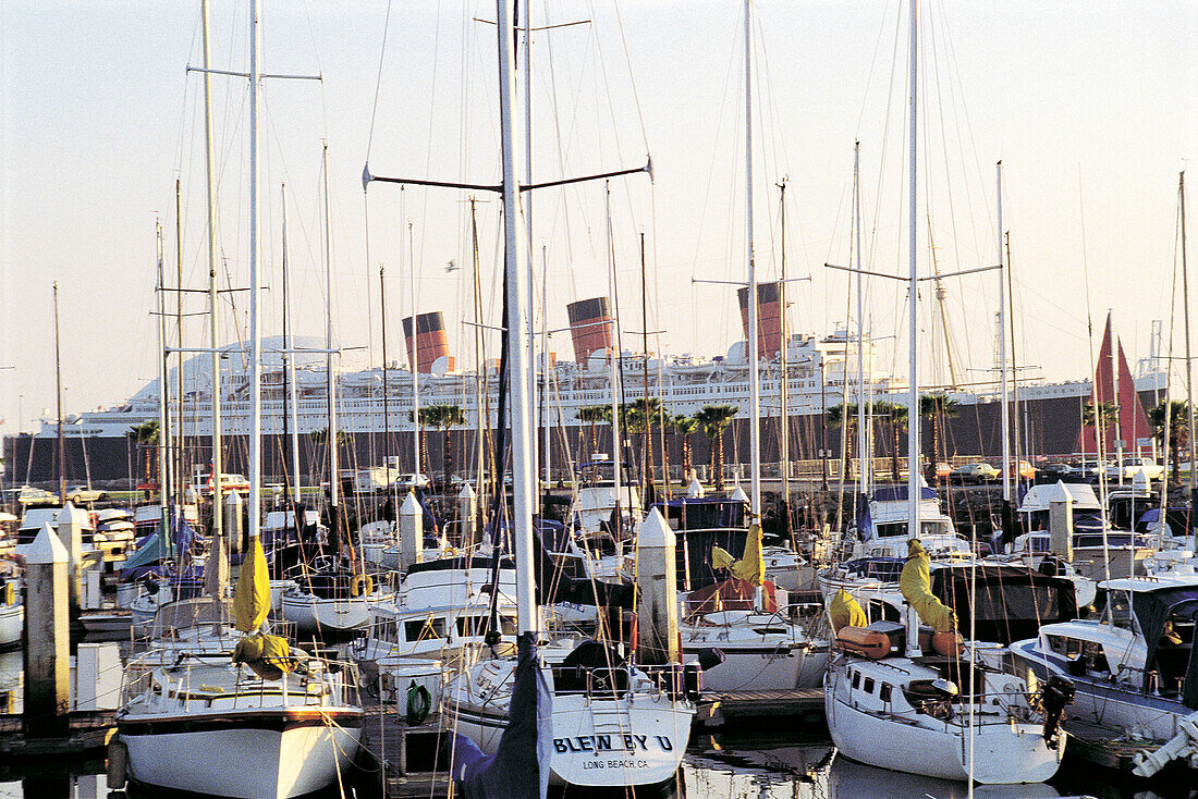 Marina and Queen Mary. Long Beach. Los Angeles. USA