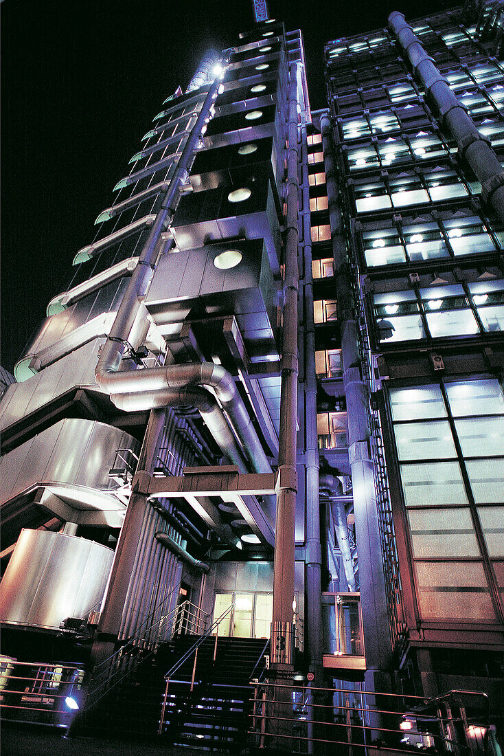Lloyds Building at night (architect N.Foster). London. England